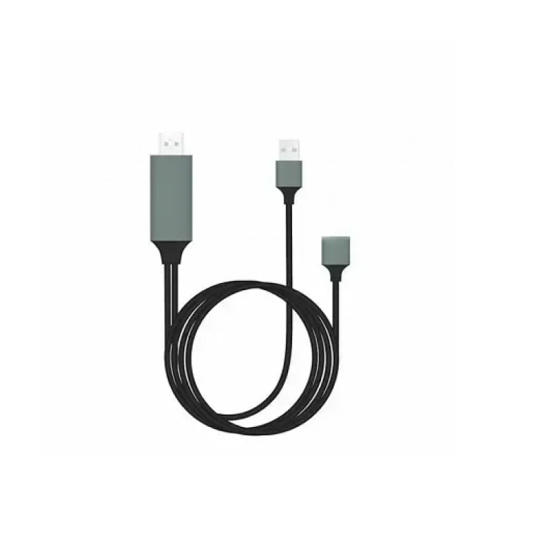 Καλώδιο Universal HDMI Cable PLUG AND PLAY HDMI HDTV TV Adapter Digital AV Cable 1080P Phone to TV USB 2.0 TO Type C Micro 5pin Lightning 1M, σε μαύρο χρώμα