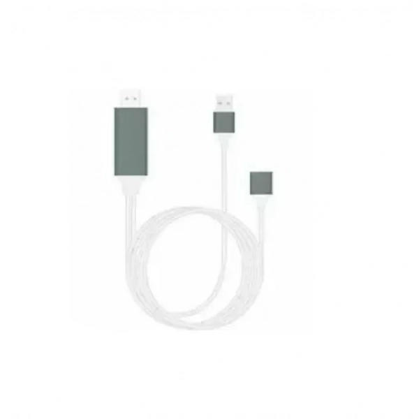Καλώδιο Universal HDMI Cable PLUG AND PLAY HDMI HDTV TV Adapter Digital AV Cable 1080P Phone to TV USB 2.0 TO Type C Micro 5pin Lightning 2M, σε λευκό χρώμα