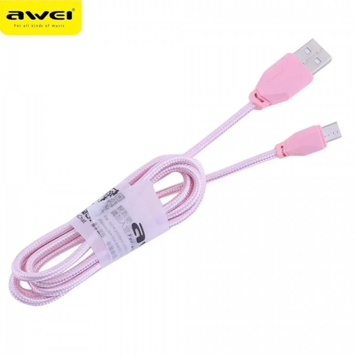 Awei Cl-982 Καλώδιο Φόρτισης Και Μεταφοράς Δεδομένων USB Σε Micro USB 1m, σε ροζ χρώμα