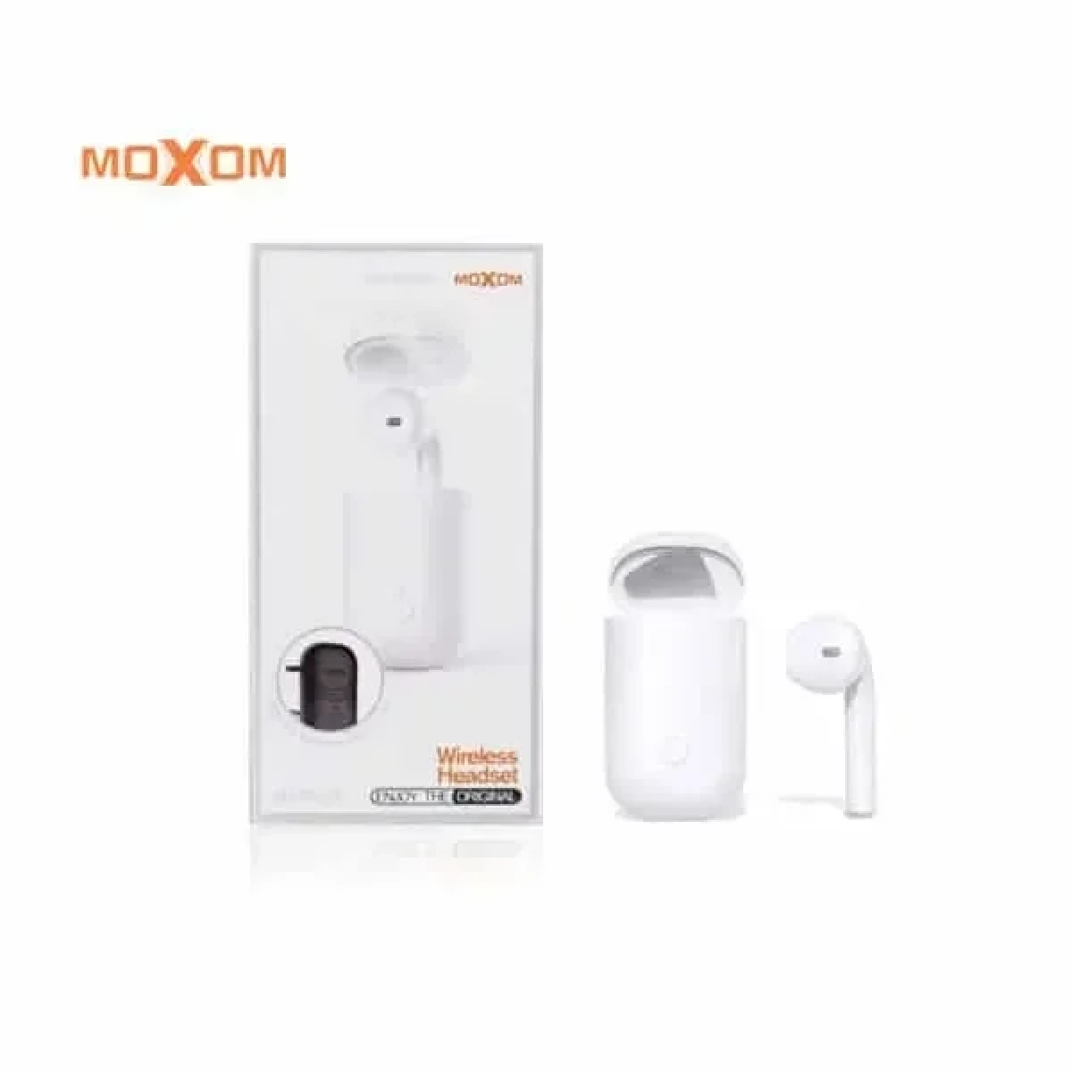Ακουστικό Bluetooth Moxom Wireless Headset TWS (MX-WL04), σε λευκό χρώμα