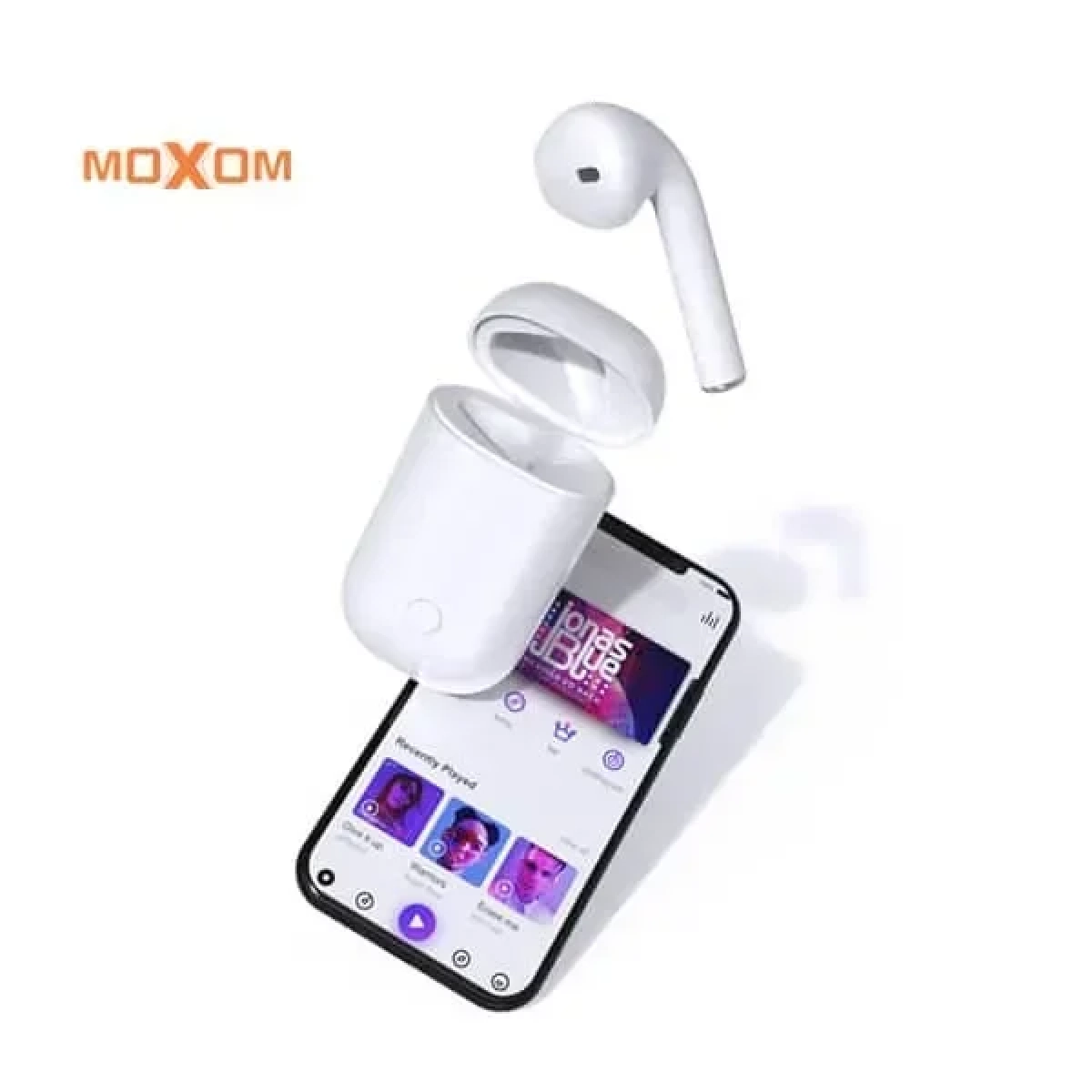 Ακουστικό Bluetooth Moxom Wireless Headset TWS (MX-WL04), σε λευκό χρώμα