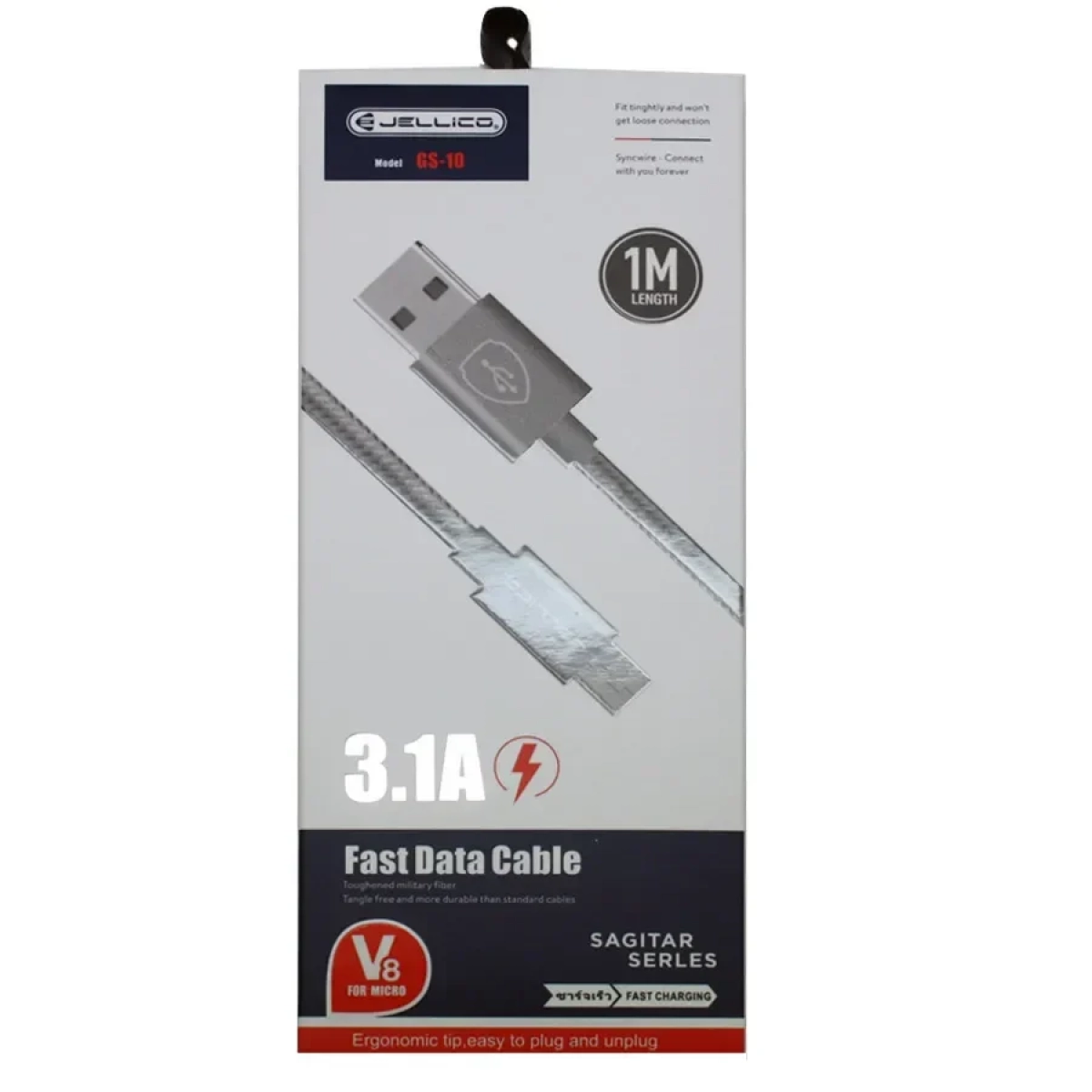 L271Καλώδιο δεδομένων και φόρτισης Micro USB Jellico GS-10 IPHONE 5/6/6s/7/8/SE IPAD, σε ασημί χρώμα