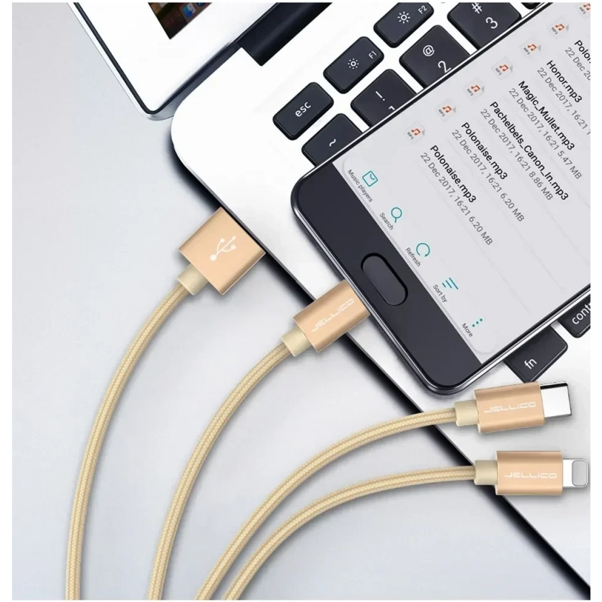 Καλώδιο δεδομένων και φόρτισης Micro USB Jellico GS-10 IPHONE 5/6/6s/7/8/SE IPAD, σε μαύρο χρώμα