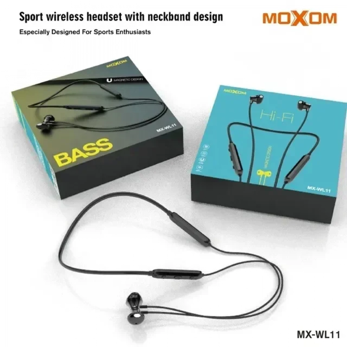 Ακουστικά Bluetooth Άθλησης Magnetic Moxom MX-WL11