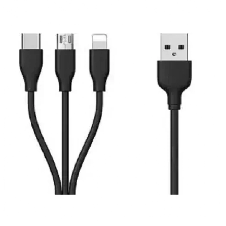 Moxom 3 Σε 1 USB Καλώδιο Φόρτισης/Σύνδεσης Type-C / micro USB Cable 1m MX-CB13, σε μαύρο χρώμα