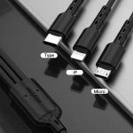 Moxom 3 Σε 1 USB Καλώδιο Φόρτισης/Σύνδεσης Type-C / micro USB Cable 1m MX-CB13, σε μαύρο χρώμα
