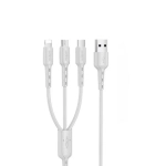 Moxom 3 Σε 1 USB Καλώδιο Φόρτισης/Σύνδεσης Type-C / micro USB Cable 1m MX-CB13, σε λευκό χρώμα