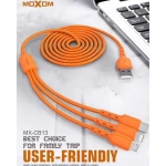 Moxom 3 Σε 1 USB Καλώδιο Φόρτισης/Σύνδεσης Type-C / micro USB Cable 1m MX-CB13, σε πορτοκαλί χρώμα