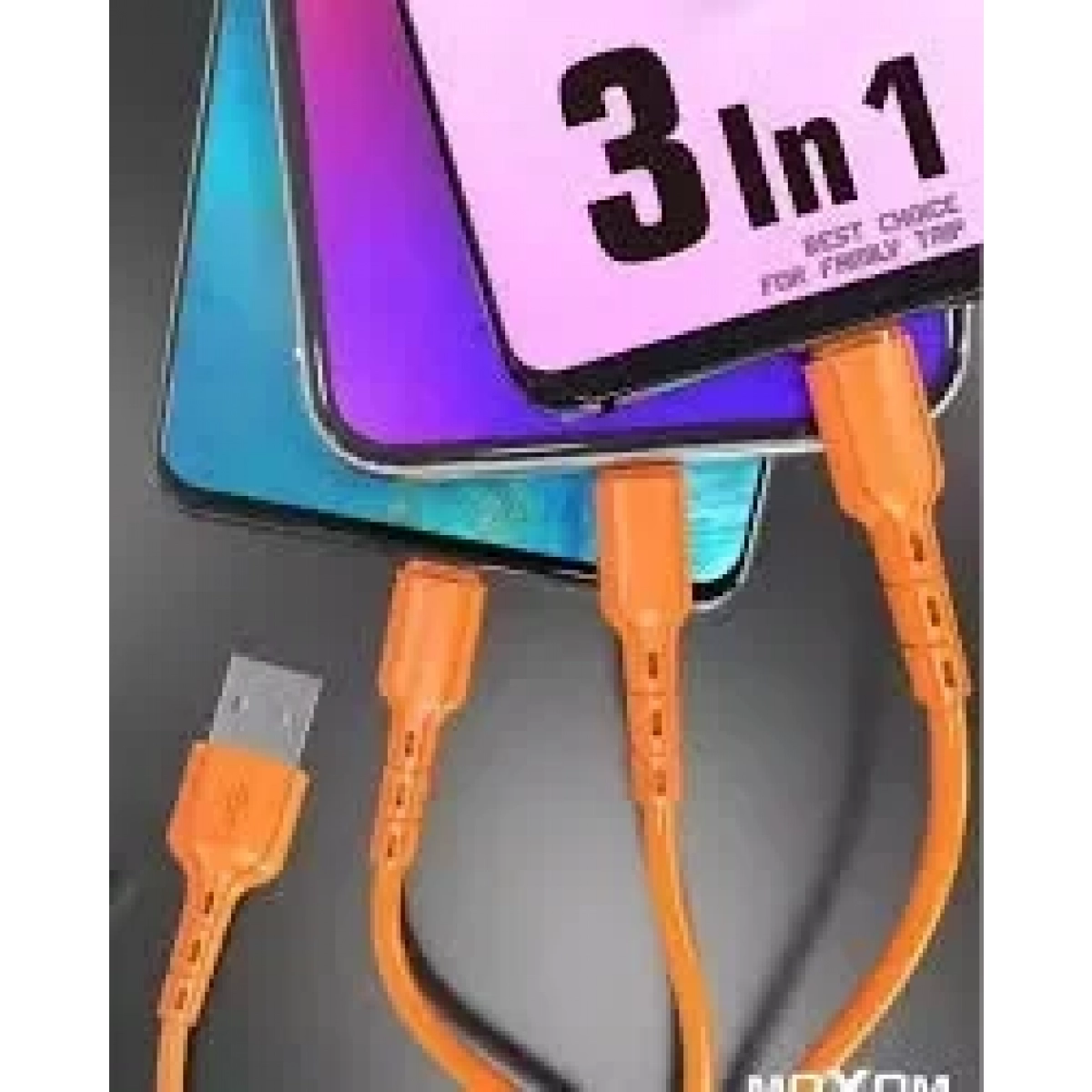 Moxom 3 Σε 1 USB Καλώδιο Φόρτισης/Σύνδεσης Type-C / micro USB Cable 1m MX-CB13, σε πορτοκαλί χρώμα