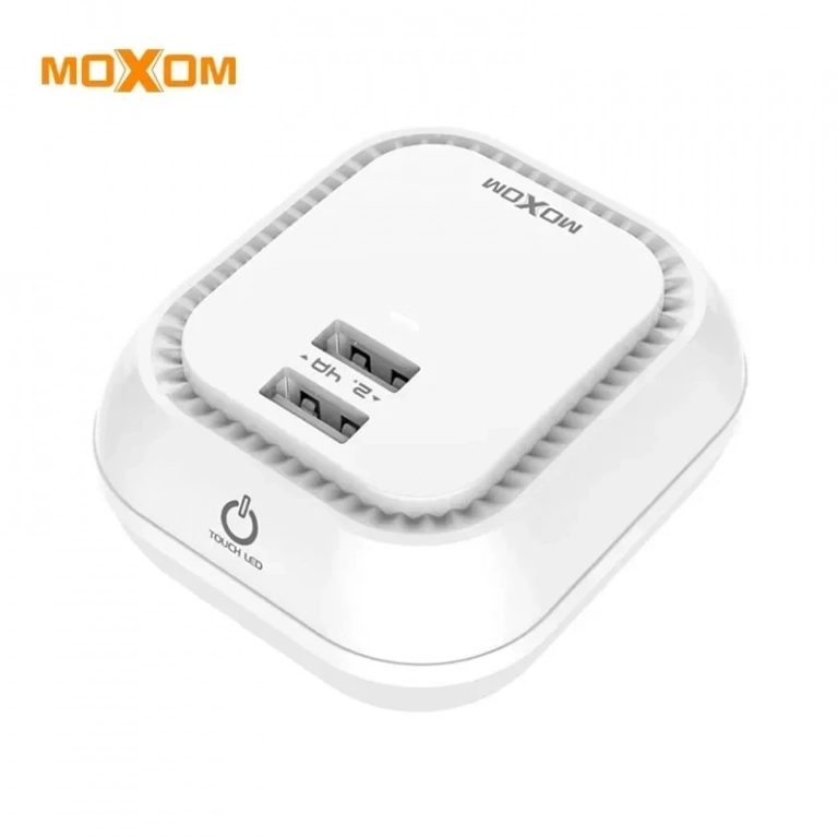 Φορτιστής με 2 x USB και με Φωτάκι Νυκτός Αφής - LED Night Light Charger Wall Adapter Moxom