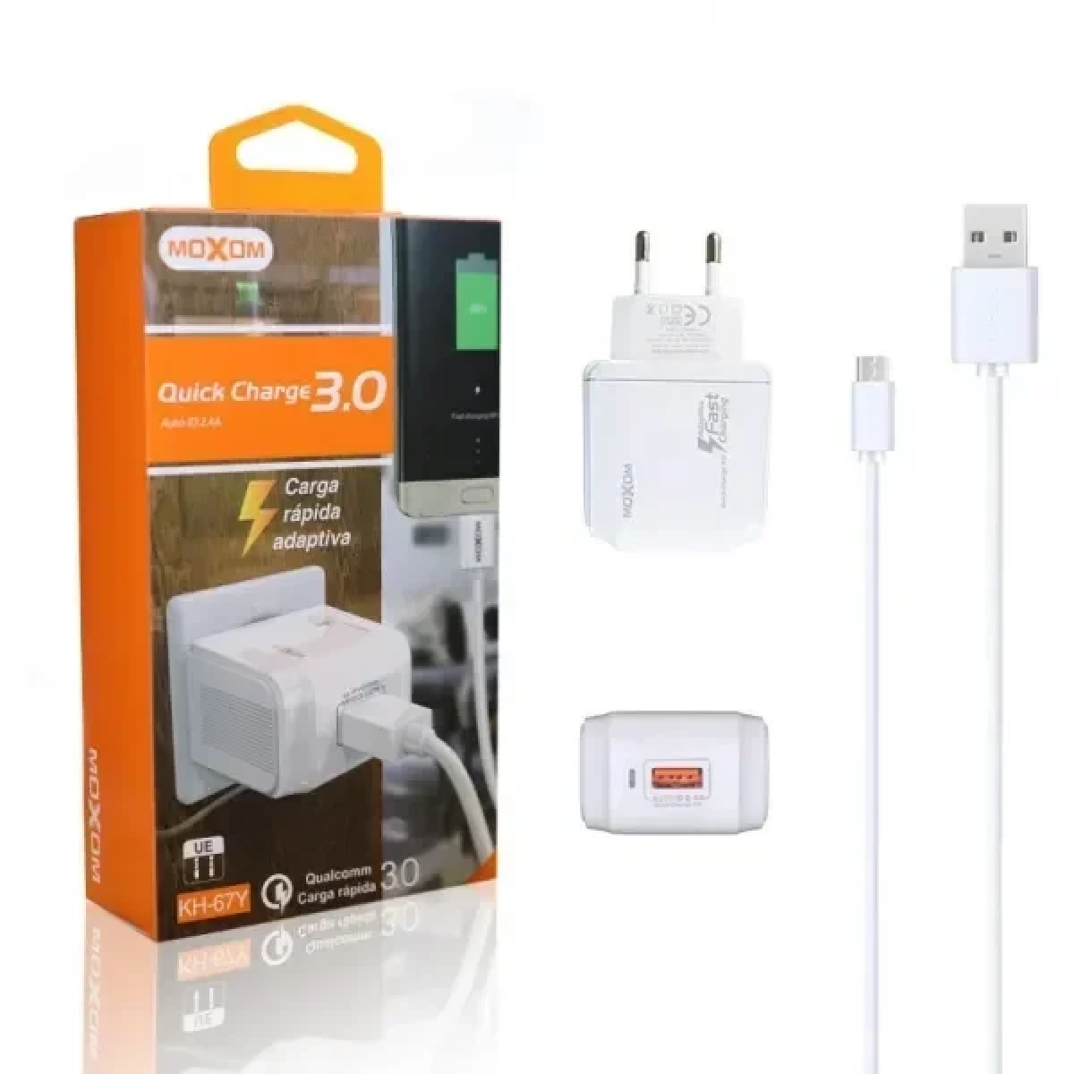 Φορτιστής MOXOM KH-67Y Quick Charge 3.0 USB – Micro USB Καλώδιο