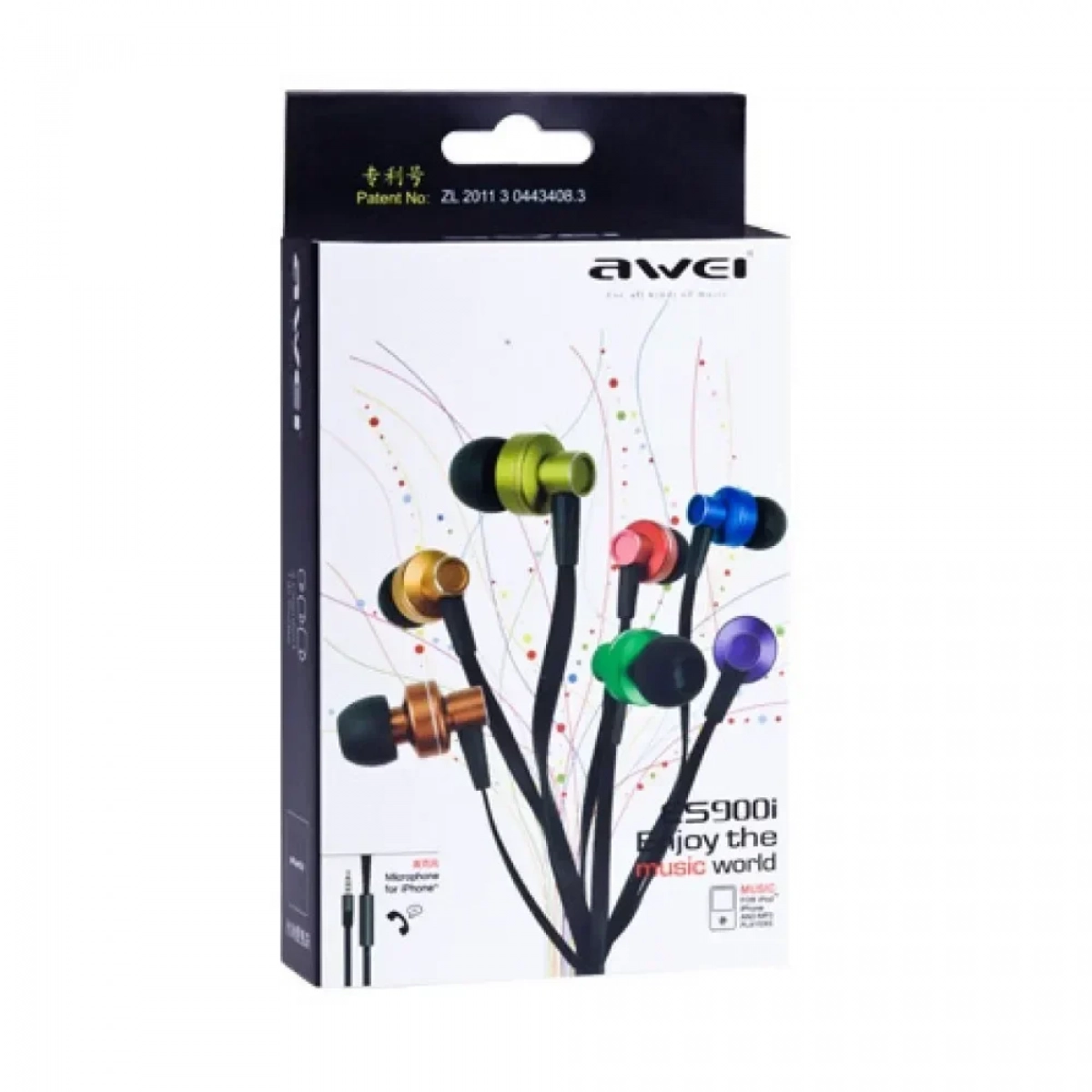 Handsfree Ακουστικά Awei ES-900i, σε μαύρο χρώμα