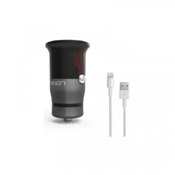 Αντάπτορας Αυτοκινήτου LDNIO C304Q 3A Quick Charge + Lightning Καλώδιο