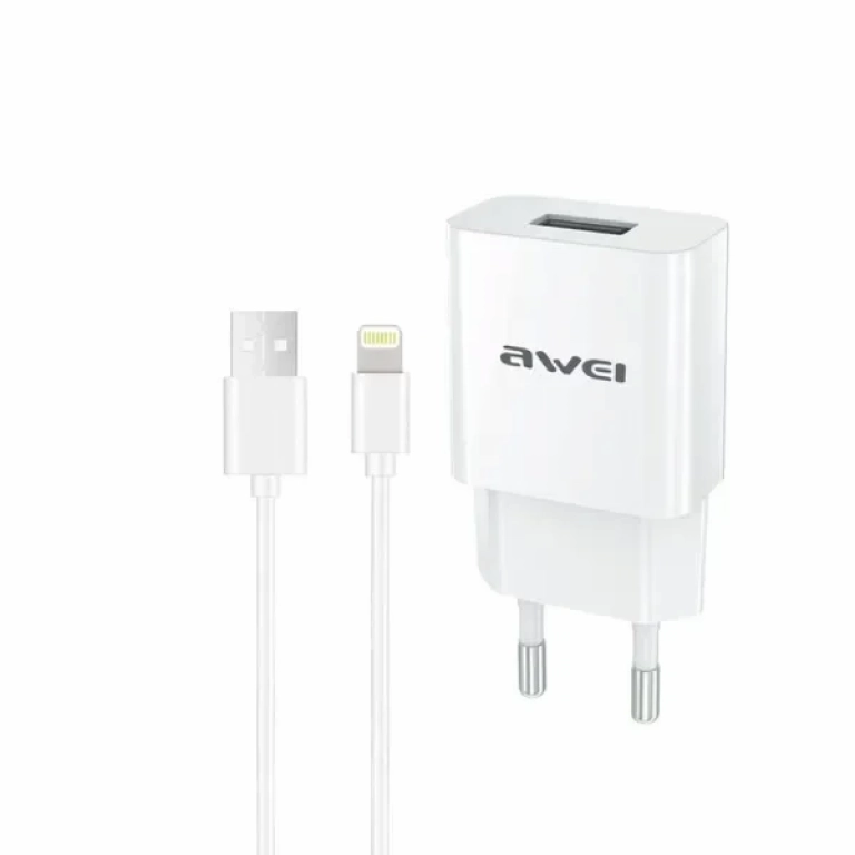 Φορτιστής Awei C-832 με Kαλώδιο Lightning, σε λευκό χρώμα