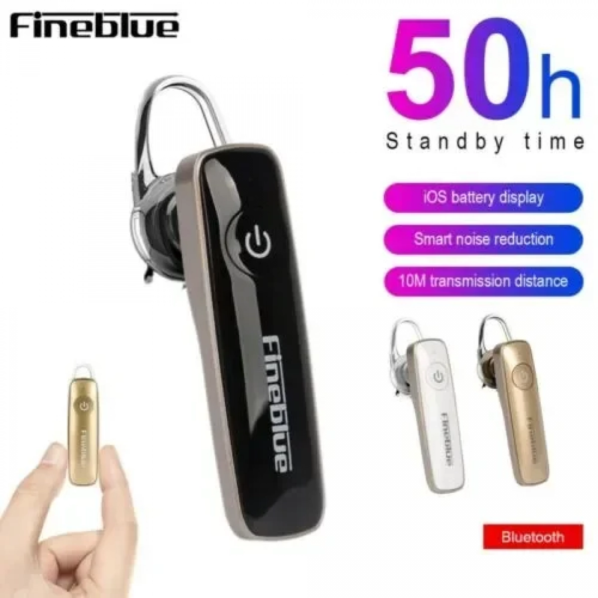 Ασύρματο Ακουστικό – Bluetooth Fineblue F515, σε μαύρο χρώμα