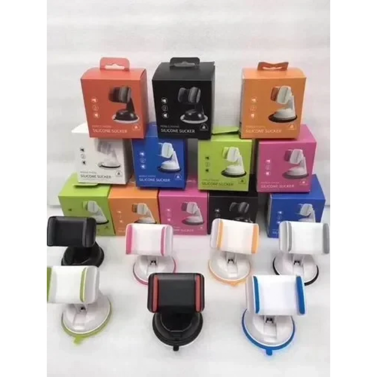 Βάση Κινητού Universal/ Phone Mount Silicone Sucker 360° Holder, σε λευκό/πορτοκαλί χρώμα