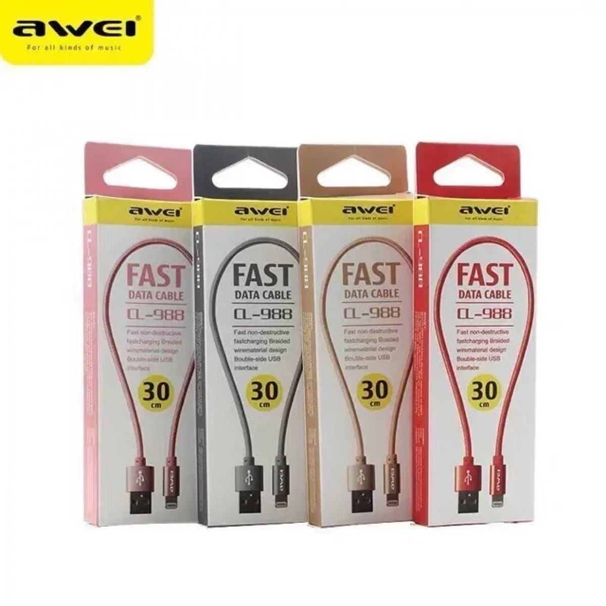 Καλώδιο AWEI CL-988 Usb A to Lightning, σε ροζ/χρυσό χρώμα