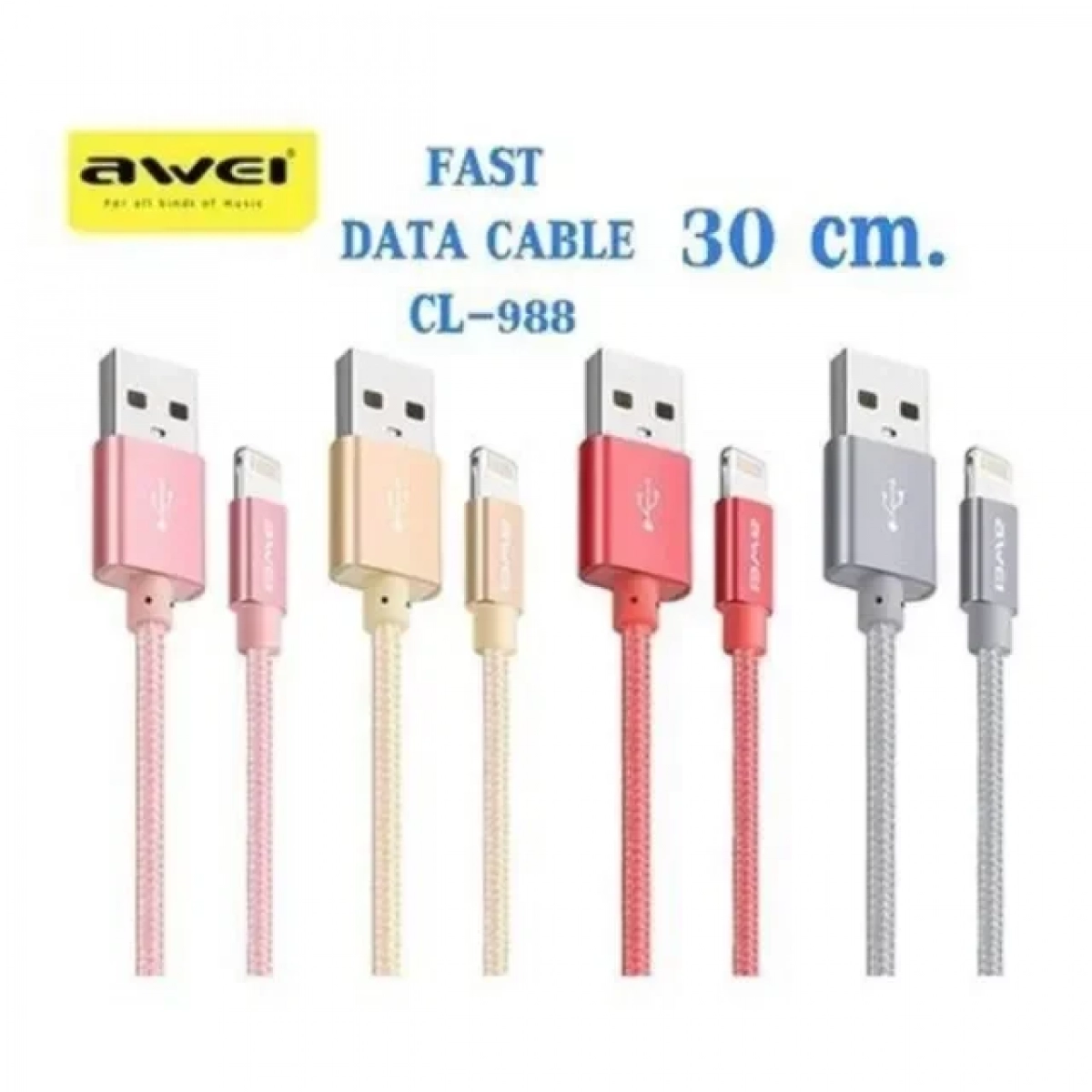 Καλώδιο AWEI CL-988 Usb A to Lightning, σε ροζ/χρυσό χρώμα