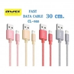 Καλώδιο AWEI CL-988 Usb A to Lightning, σε ροζ/χρυσό χρώμα