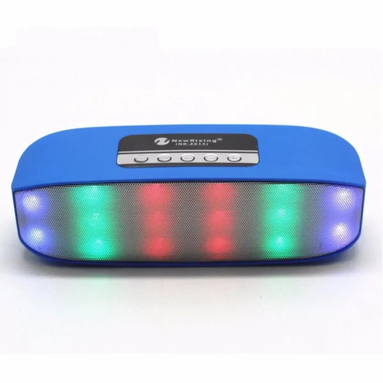 Bluetooth Επαναφορτιζόμενο Φορητό Ηχείο Με Led – New Rixing – OEM NR-2014, σε μπλε χρώμα