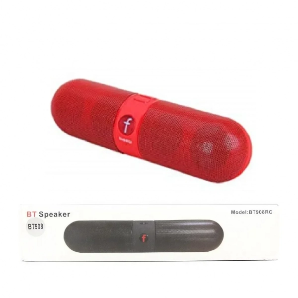 Mini Φορητό Bluetooth Ηχείο USB/SD/AUX FM Radio Multimedia Player BT908 LED, σε κόκκινο χρώμα