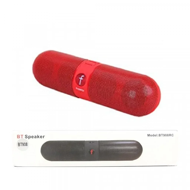 Mini Φορητό Bluetooth Ηχείο USB/SD/AUX FM Radio Multimedia Player BT908 LED, σε κόκκινο χρώμα