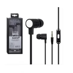Ενσύρματα ακουστικά Handsfree - Extra Bass - EV110, σε μαύρο χρώμα