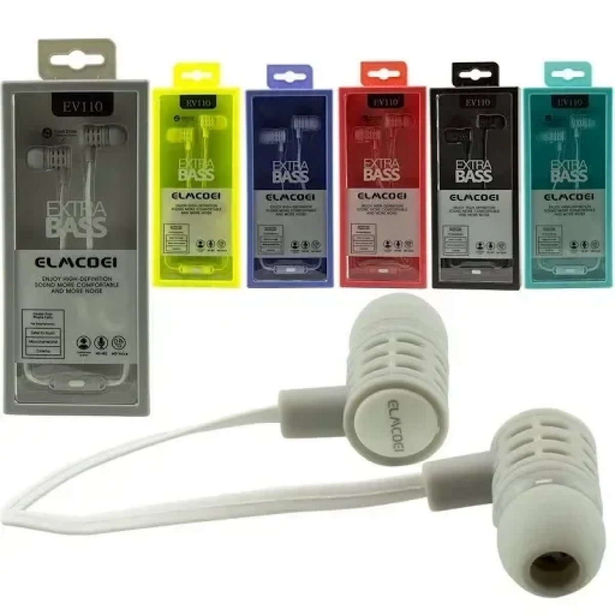 Ενσύρματα ακουστικά Handsfree - Extra Bass - EV110, σε μαύρο χρώμα