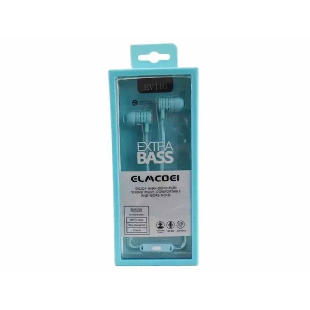 Ενσύρματα ακουστικά Handsfree - Extra Bass - EV110, σε γαλάζιο χρώμα