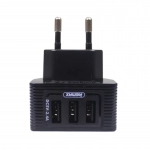 Remax (RP-U32) Φορτιστής Kooker Series Με 3 Θύρες USB 2.4A, σε μαύρο χρώμα