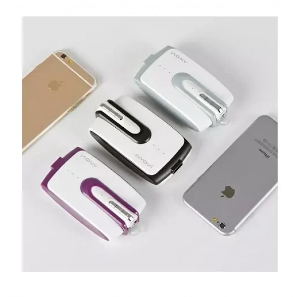 Ακουστικό Bluetooth Και Power Bank 5.200mAh 2 Σε 1 - AIYOVI BT-02A, σε μωβ χρώμα
