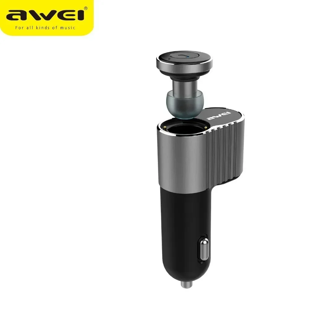 Επαναφορτιζόμενο Bluetooth Ακουστικό Awei A871Bl &Amp; Usb Φορτιστής Αυτοκινήτου 2 Σε 1, Σε Μαύρο Χρώμα