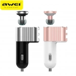 Επαναφορτιζόμενο Bluetooth Ακουστικό Awei A871BL & USB Φορτιστής Αυτοκινήτου 2 σε 1, σε μαύρο χρώμα