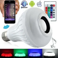 LED Λάμπα RGB E27 12W Που Αλλάζει Χρώματα, Ηχείο Bluetooth & Χειριστήριο