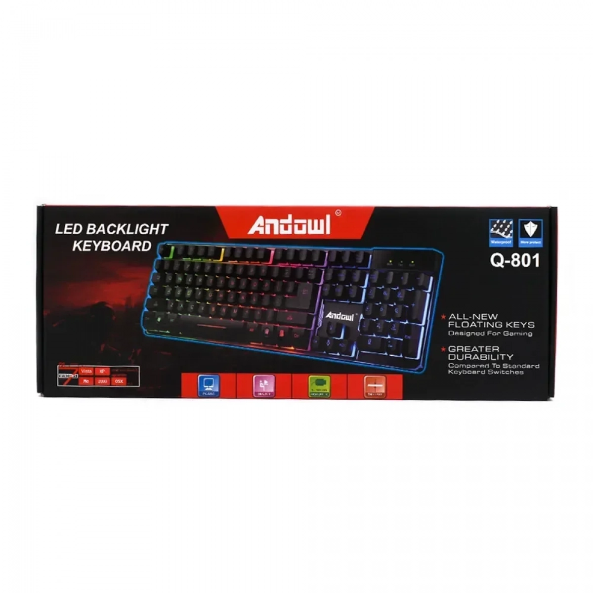 Πληκτρολόγιο Gaming USB με Οπίσθιο Φωτισμό Andowl Q-801