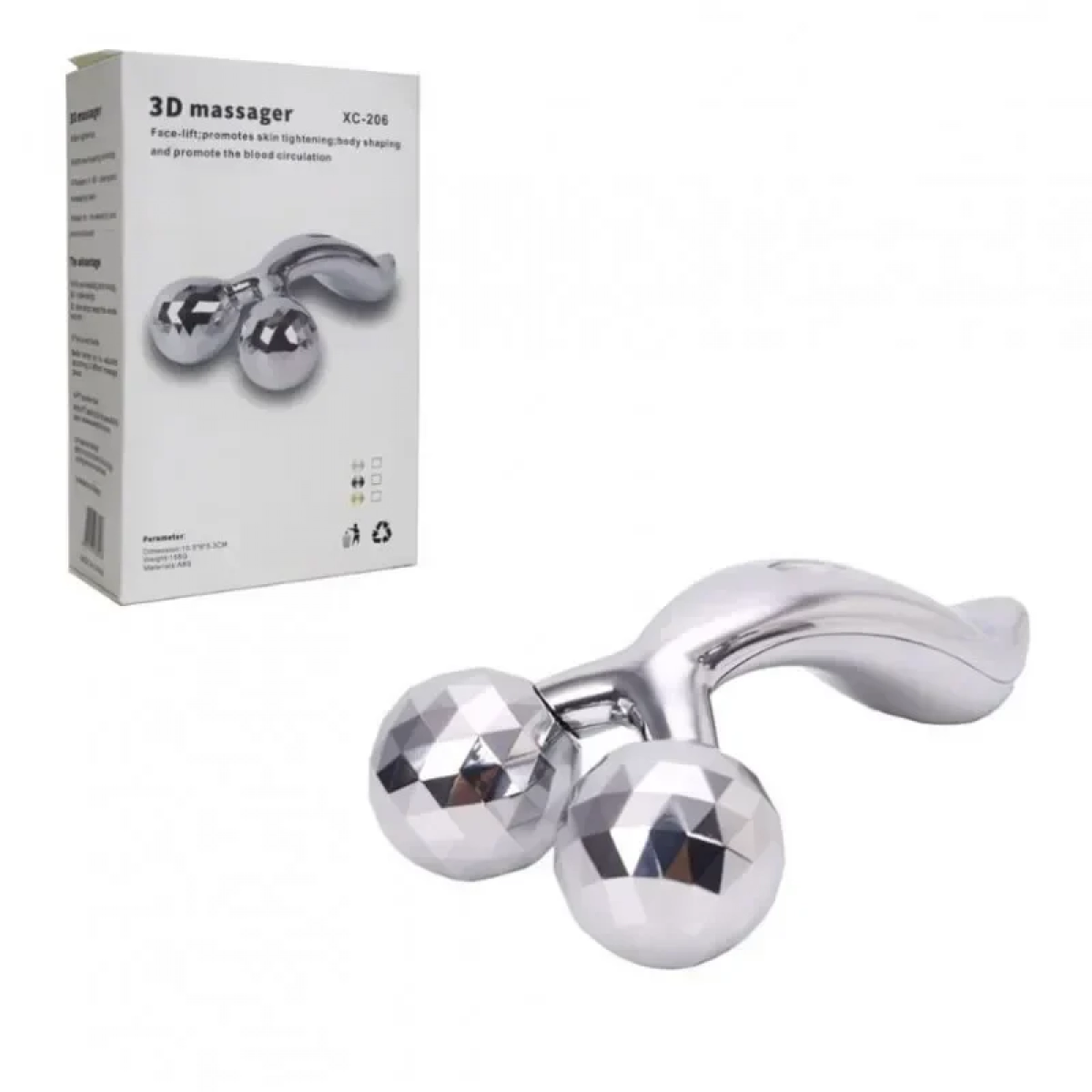 Συσκευή μασάζ με 2 μπάλες - 3D Massager ZL-206, σε ασημί χρωμα
