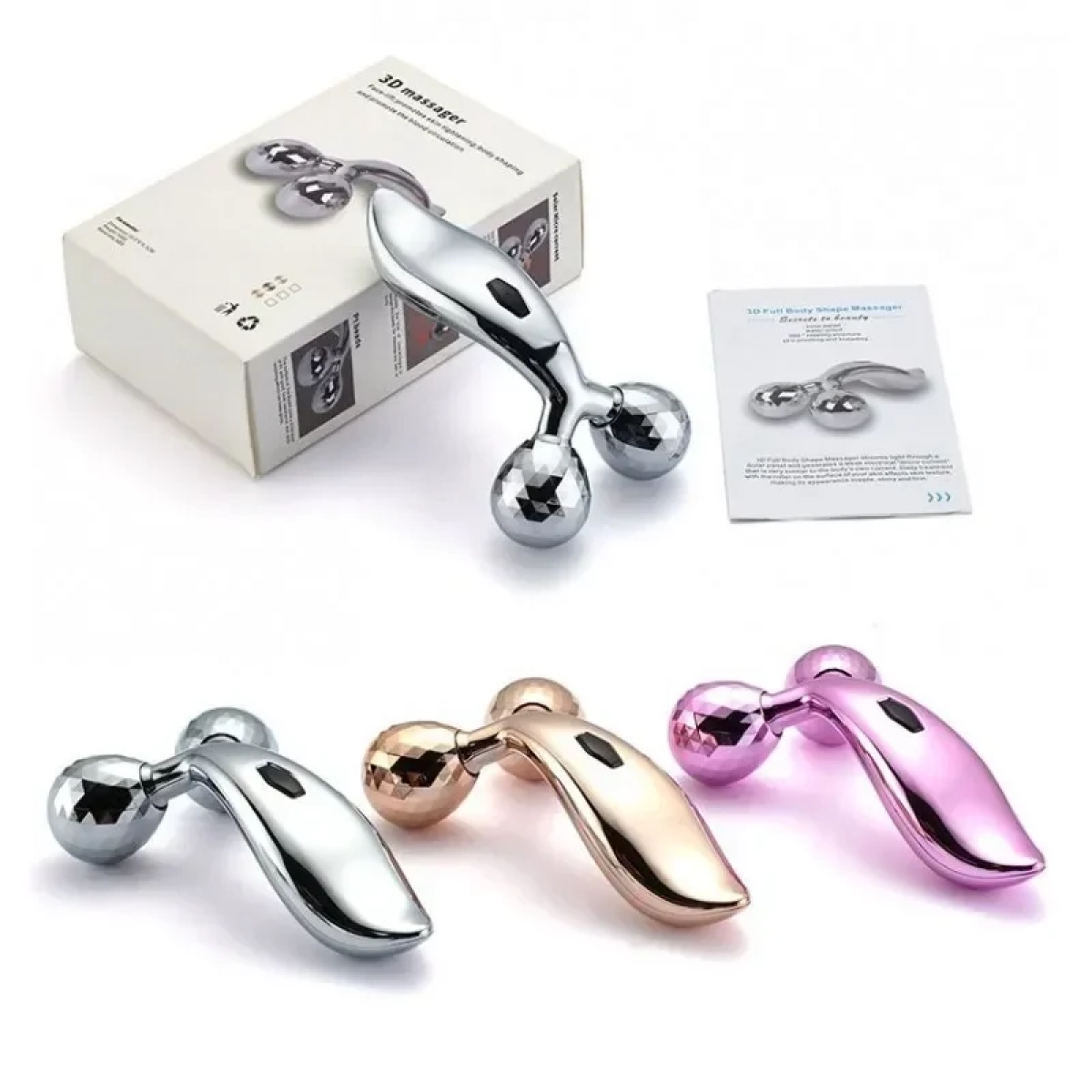 Συσκευή μασάζ με 2 μπάλες - 3D Massager ZL-206, σε ασημί χρωμα