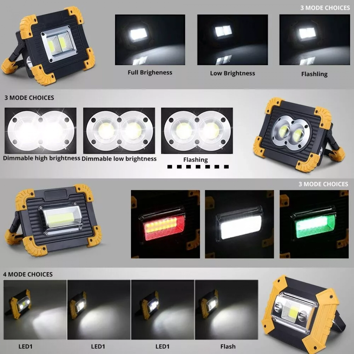 Προβολέας 20W COB Bright Working Light LED Με 2 Επαναφορτιζόμενες Μπαταρίες Λιθίου 18650 (LL-812) Και Καλώδιο Micro USB Car Power CPW.82223