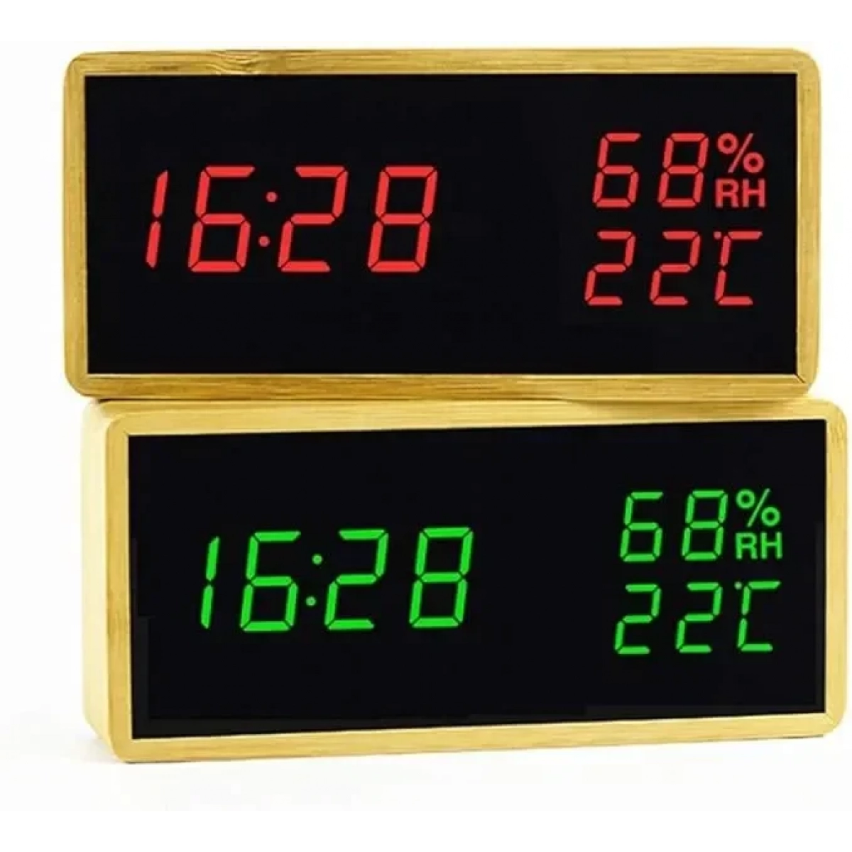 Navaris Digital Alarm Clock (47632.24.04) Επιτραπέζιο Ξύλινο Ρολόι, με κόκκινα γράμματα