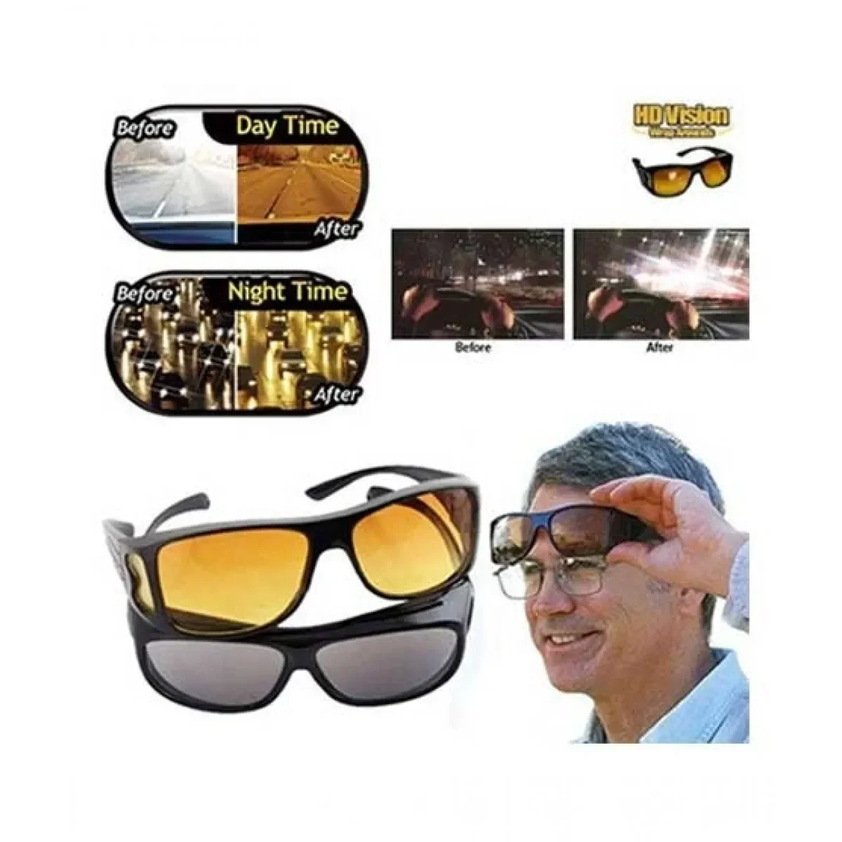 Γυαλιά Ηλίου Υψηλής Ευκρίνειας HD Vision Wrap Arounds, σε μαύρο χρωμα