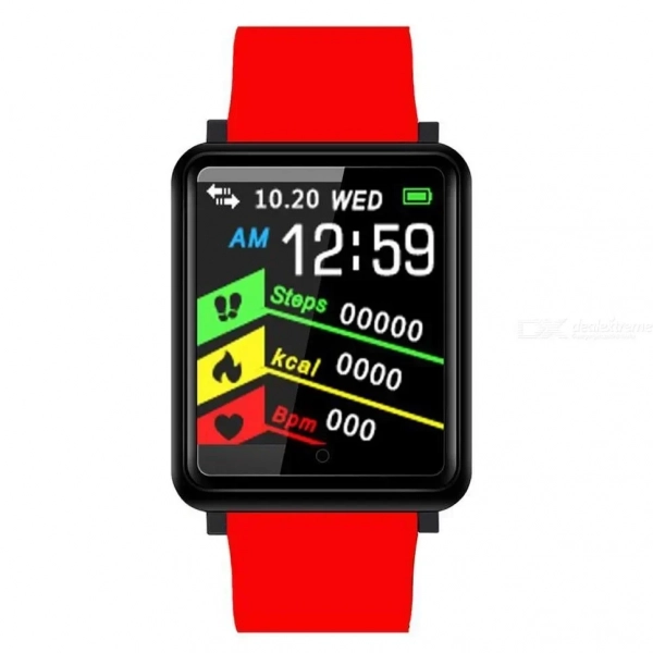 Fitness Tracker F1 Έξυπνο Ρολόι, Παλμοί της καρδιάς , Πίεση του αίματος, SpO2 για android, IOs -ΟΕΜ, σε κόκκινο χρωμα