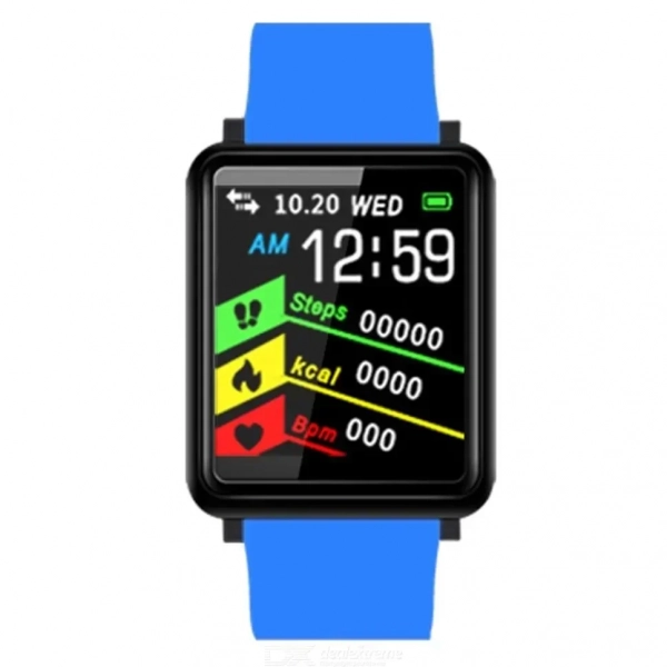 Fitness Tracker F1 Έξυπνο Ρολόι, Παλμοί της καρδιάς , Πίεση του αίματος, SpO2 για android, IOs -ΟΕΜ, σε μπλε χρωμα