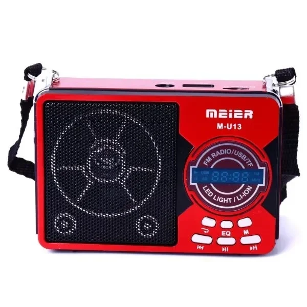 Φορητό USB/SD Mp3 Player Multimedia Speaker, FM Radio & Φακός LED MEIER M-U13L, σε κόκκινο χρωμα