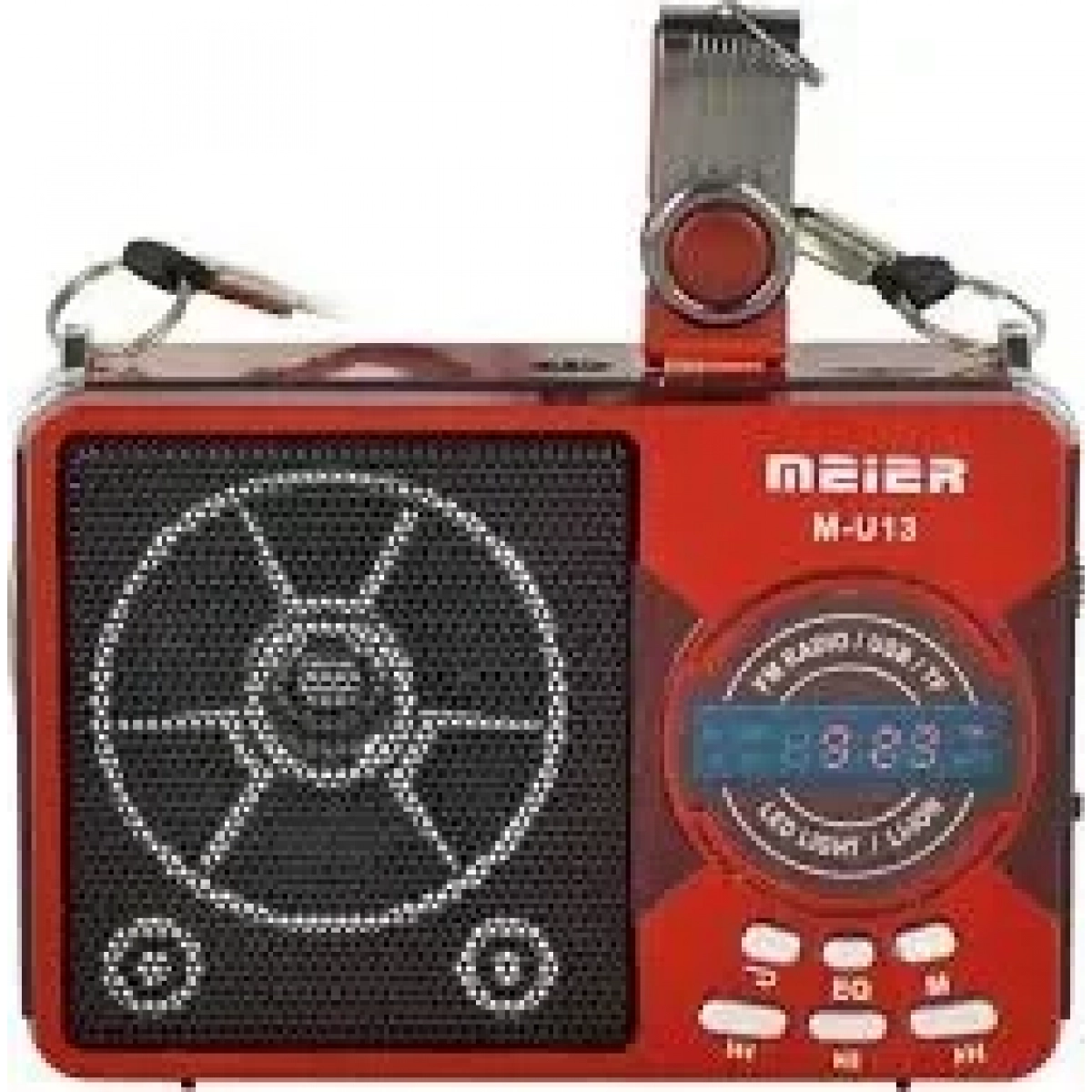 Φορητό USB/SD Mp3 Player Multimedia Speaker, FM Radio & Φακός LED MEIER M-U13L, σε κόκκινο χρωμα