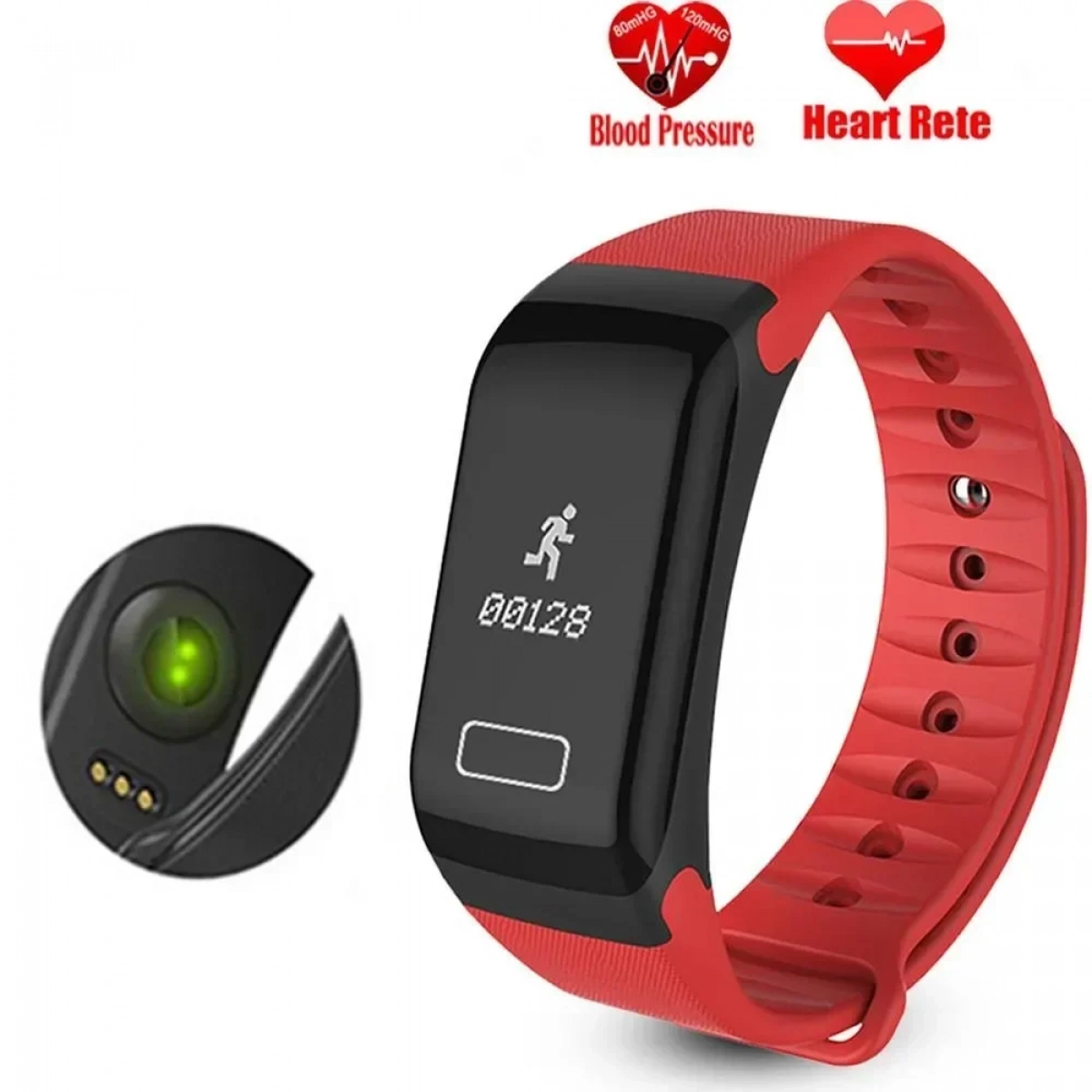 Smart Bracelet F1 Bluetooth 4.0 IP67 Αδιάβροχο, σε κόκκινο χρώμα