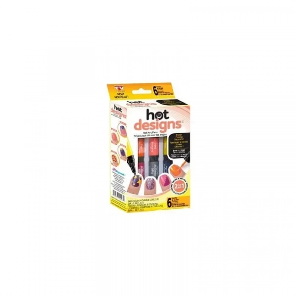 Πινέλα νυχιών με 6 Χρώματα - Nail Art Pens "Hot Designs"