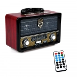 Retro Φορητό Επαναφορτιζόμενο Ραδιόφωνο USB SD Mp3 Player Recorder MEIER M-108BT, σε κόκκινο χρώμα
