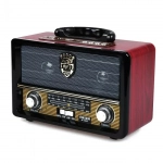 Retro Φορητό Επαναφορτιζόμενο Ραδιόφωνο USB SD Mp3 Player Recorder MEIER M-108BT, σε κόκκινο χρώμα