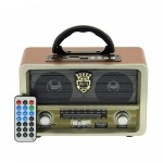 Retro Φορητό Επαναφορτιζόμενο Ραδιόφωνο USB SD Mp3 Player Recorder MEIER M-108BT, σε καφέ χρώμα