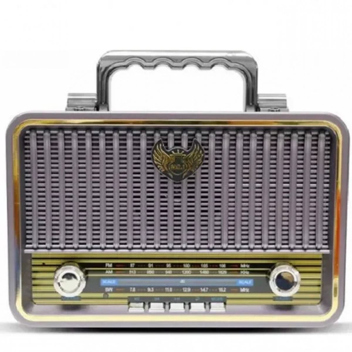 Ρετρό Ασύρματο Ηχείο bluetooth Kemai MD-1908BT, σε ασημί χρώμα